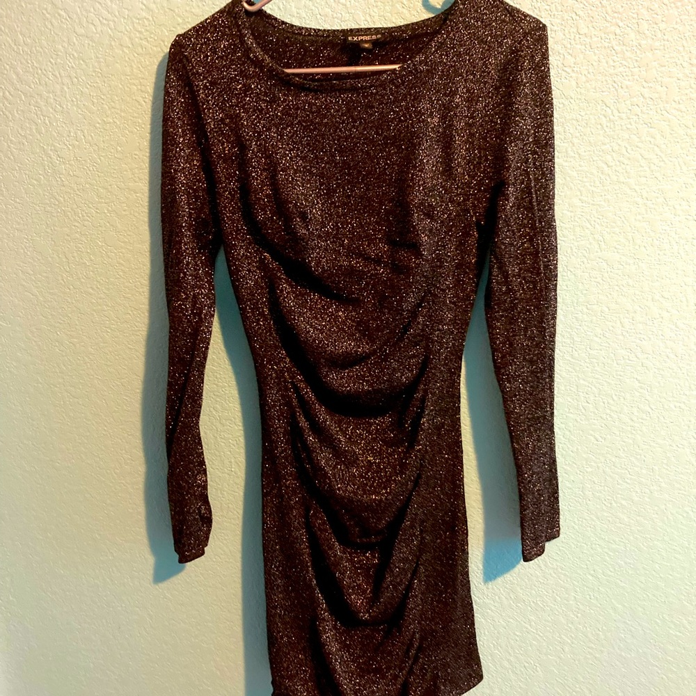Express black sparkly body con dress
